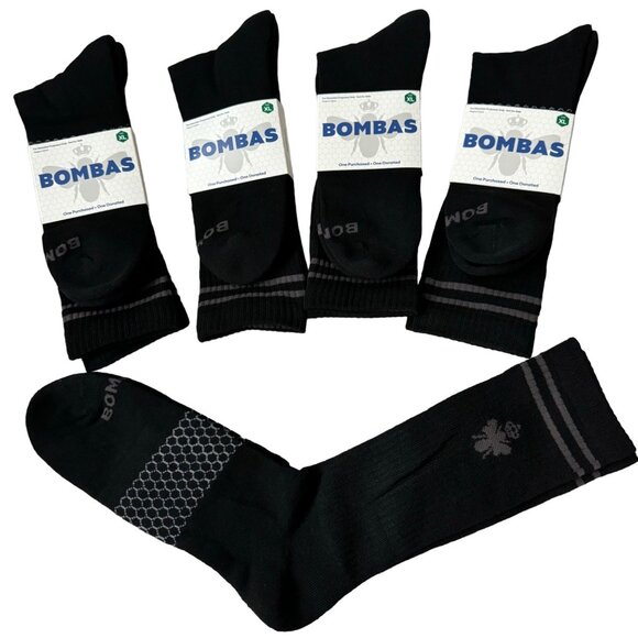 Bombas midcalf socks mens size XL Black Honeycomb stay up antimicrobial new - Picture 1 of 9